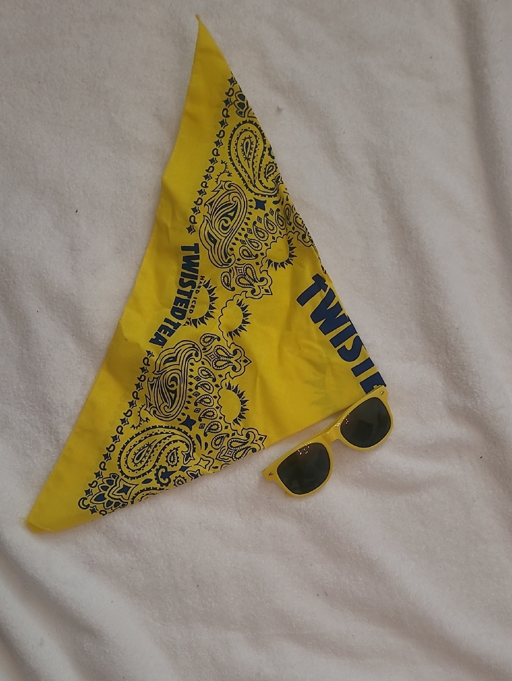 Twisted Tea Yellow Paisley Bandana with Matching Sunglasses